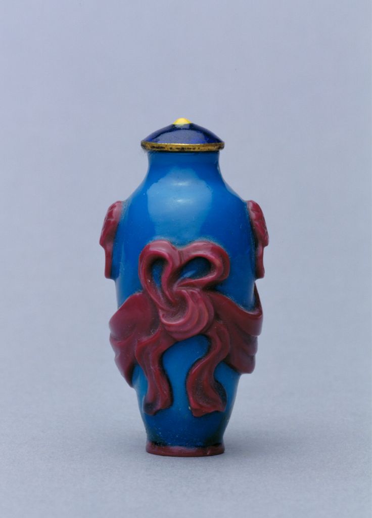 图片[1]-Blue set cowpea red glass lined snuff bottle-China Archive